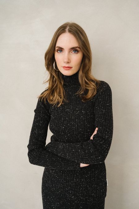 Pull côtelé en coton bio et laine | noir "alaania tweed - black-oatmilk", Armedangels, photo 5