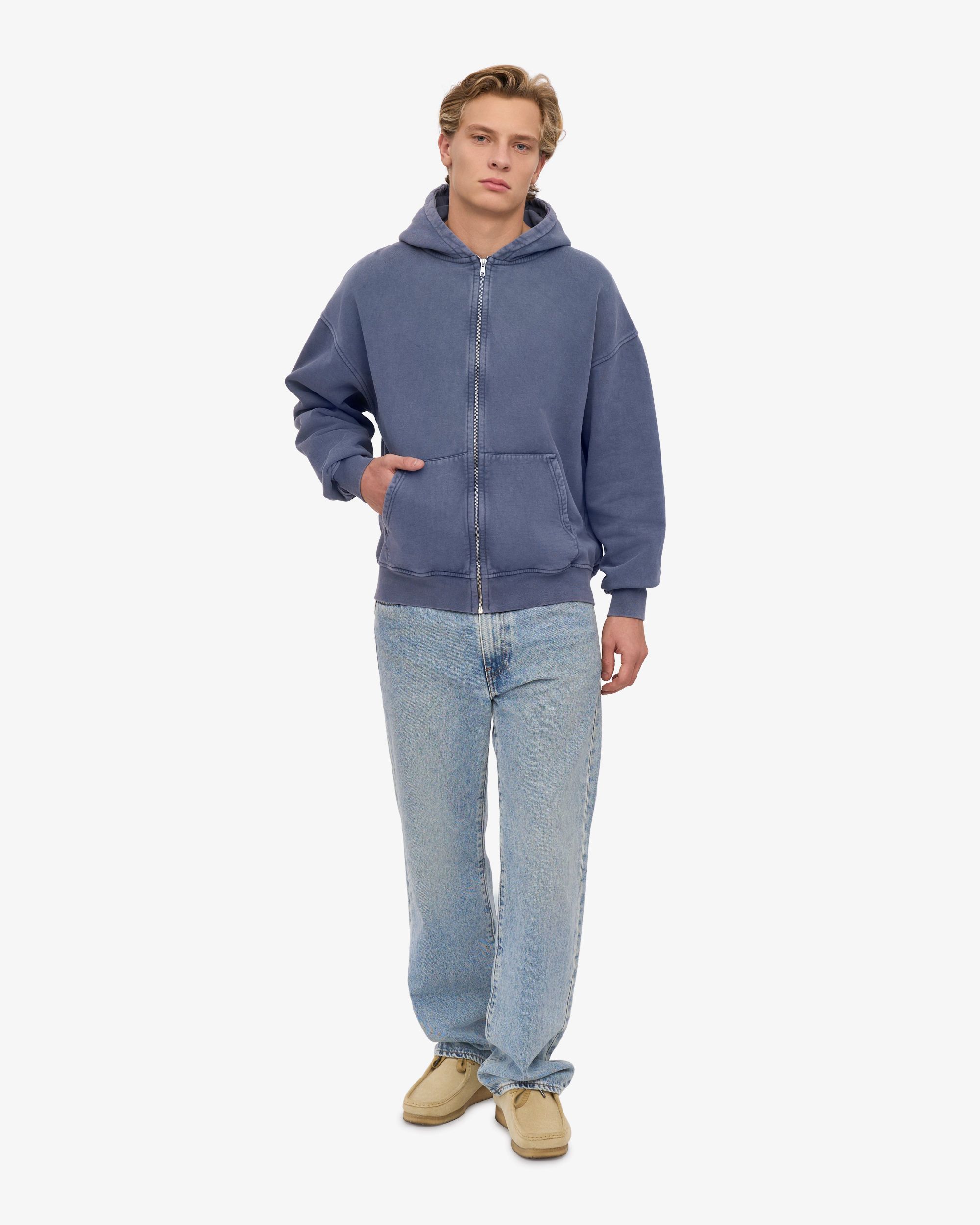 Sweat zippé oversize en coton bio | bleu "organic oversized zip hood - neptune blue", Colorful Standard, photo 5