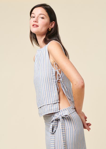 Top en coton bio | rayé "tie top - multi stripe" - Rotholz