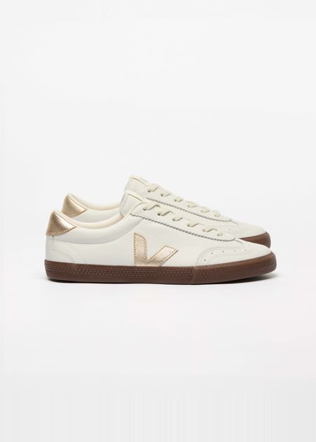 Baskets en cuir | blanc "Volley - white_platine_bark"