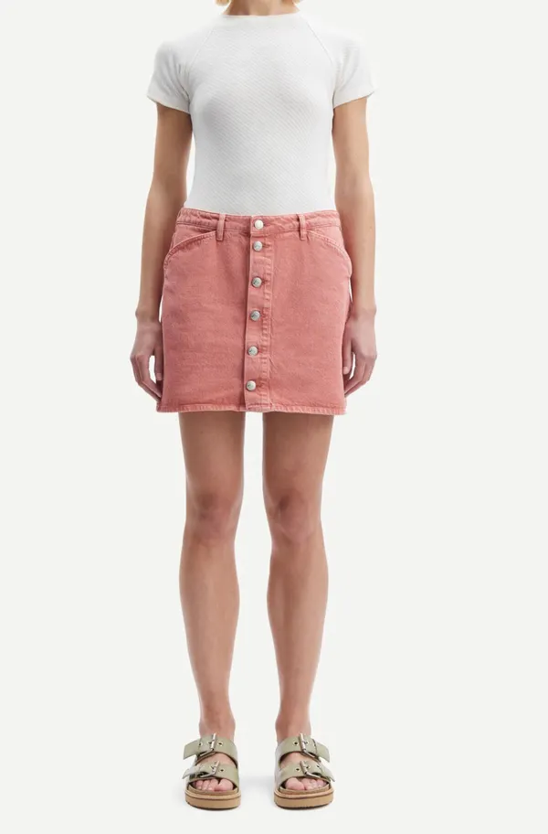 Jupe en jean rose en coton bio - norma skirt root, Samsoe Samsoe