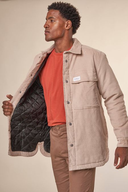 Blouson velours en coton bio et matière recyclée | beige "corduroy overshirt light feather gray", Knowledge Cotton Apparel, photo 3