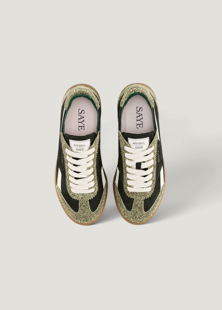 Baskets en cuir certifié | vert et beige "M70 soul" - SAYE