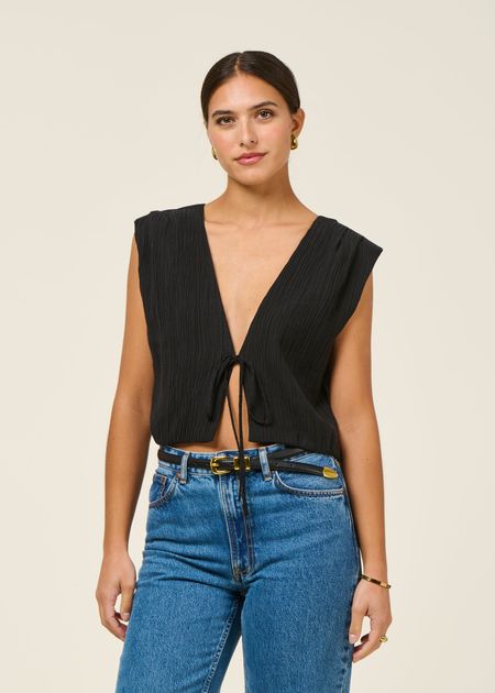 Top réversible en tencel | noir "stroget - black" - Jan'n June