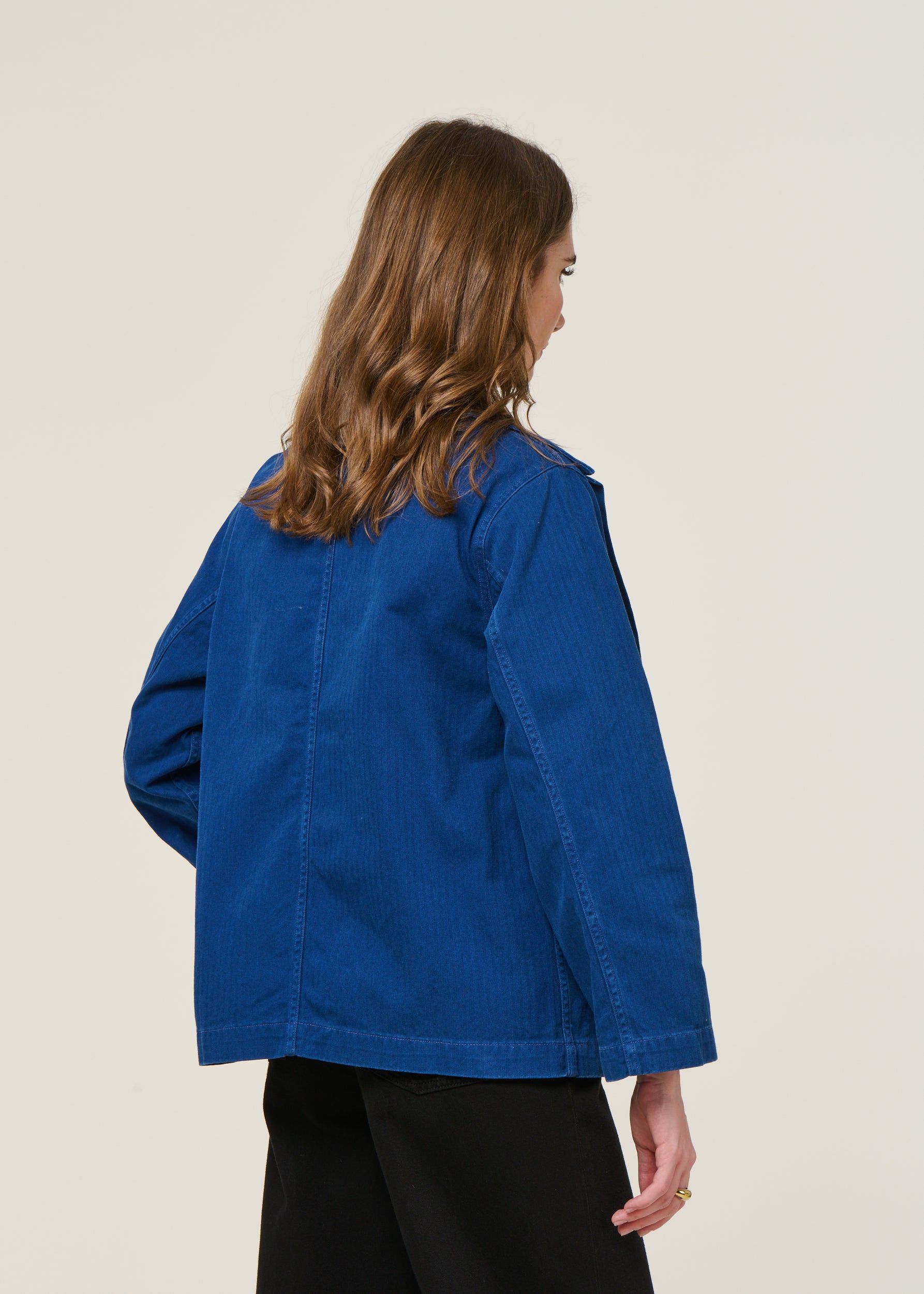Jacke aus Bio-Baumwolle | Blau "lovis herringbone denim jacket blue", Nudie Jeans, Foto 3
