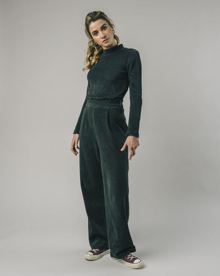 Pantalon ample vert forêt en velours de coton bio - forest green, Brava Fabrics, photo 3