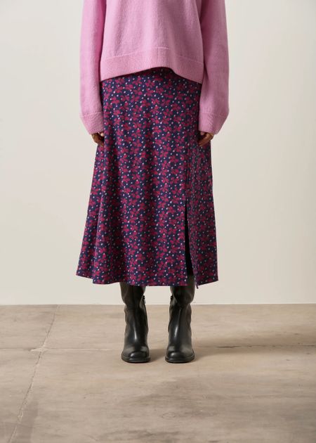 Jupe midi en viscose EcoVero | imprimé "Mira"