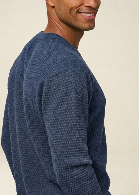 Pullover aus Bio-Baumwolle | Blau "vagn regular bubble knit crew neck - vintage indigo", Knowledge Cotton Apparel, Foto 2