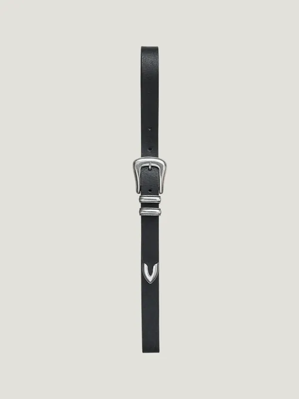 Ceinture en cuir tannage végétal | noir "western silver belt black", Nudie Jeans