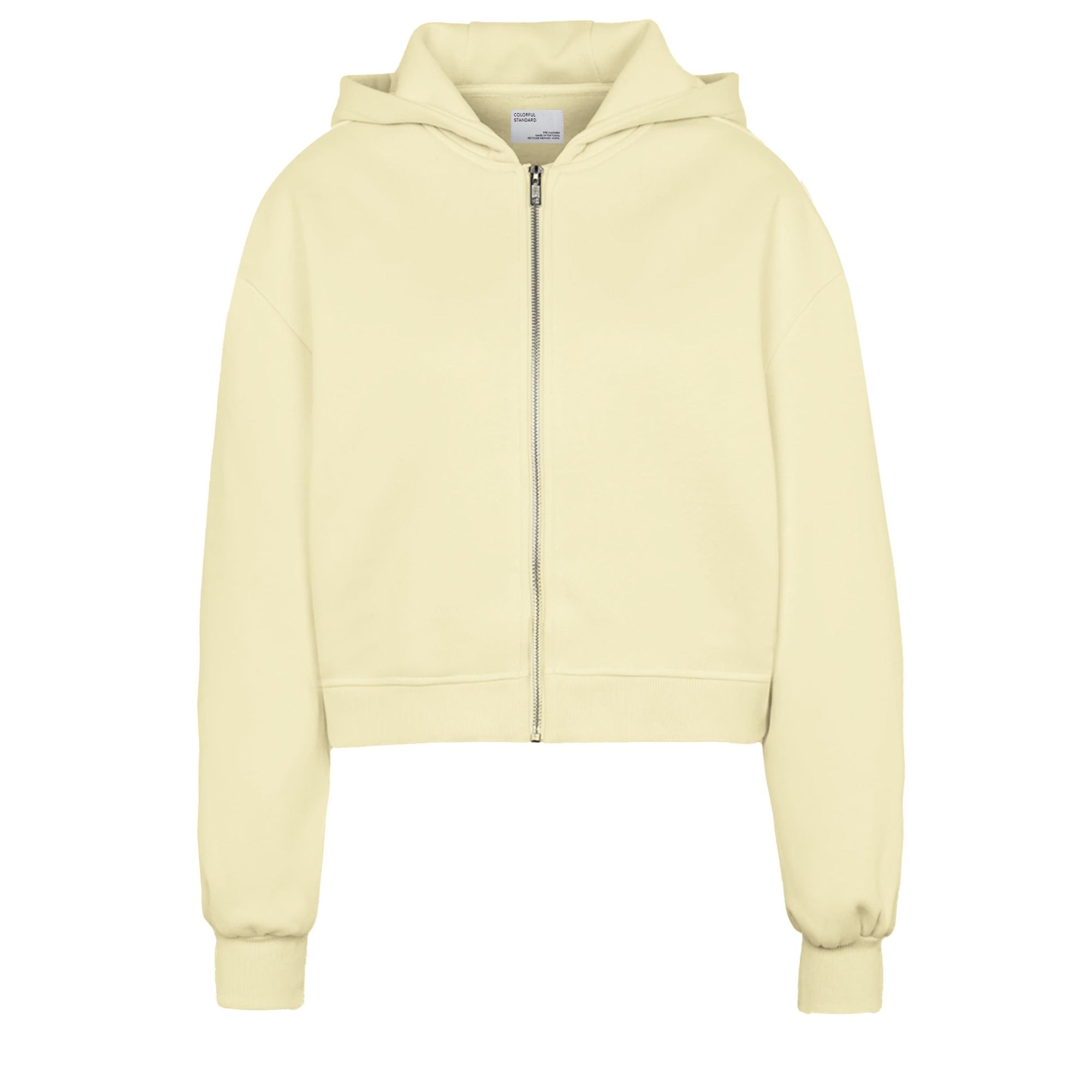 Sweat crop zippé en coton bio | organic crop zip hood - soft yellow, Colorful Standard, photo 1