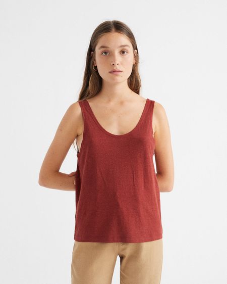 Débardeur rouge en chanvre et coton bio - hemp tank top