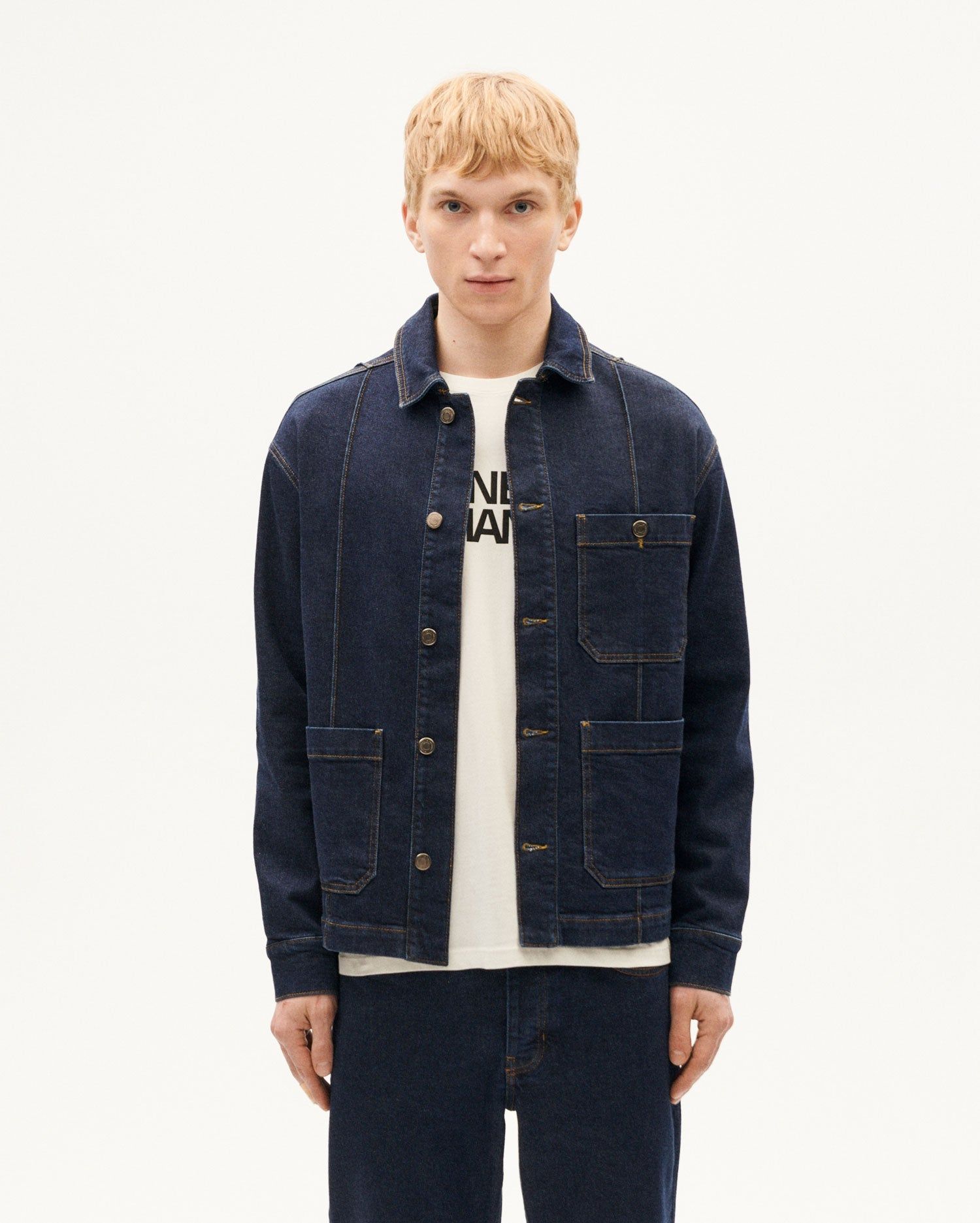 Jacke aus Bio-Baumwoll-Denim | Blau "dark clean denim gus jacket", Thinking Mu, Foto 1