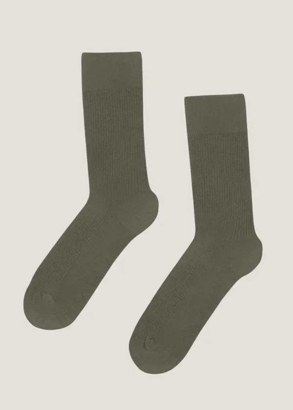 Chaussettes hautes en coton bio | kaki "dusty olive", Colorful Standard