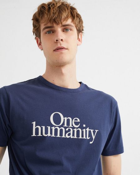 T-shirt marine en coton bio - one humanity