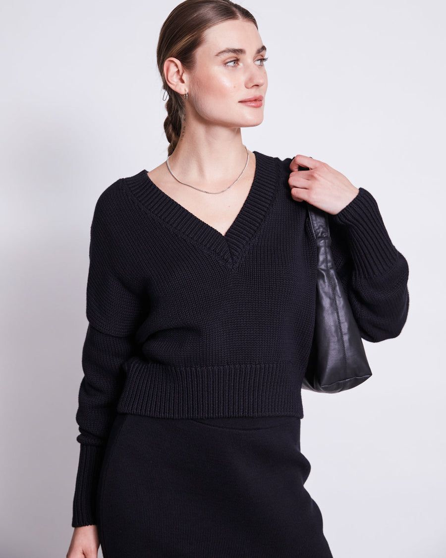 Pull oversize en coton bio | noir 