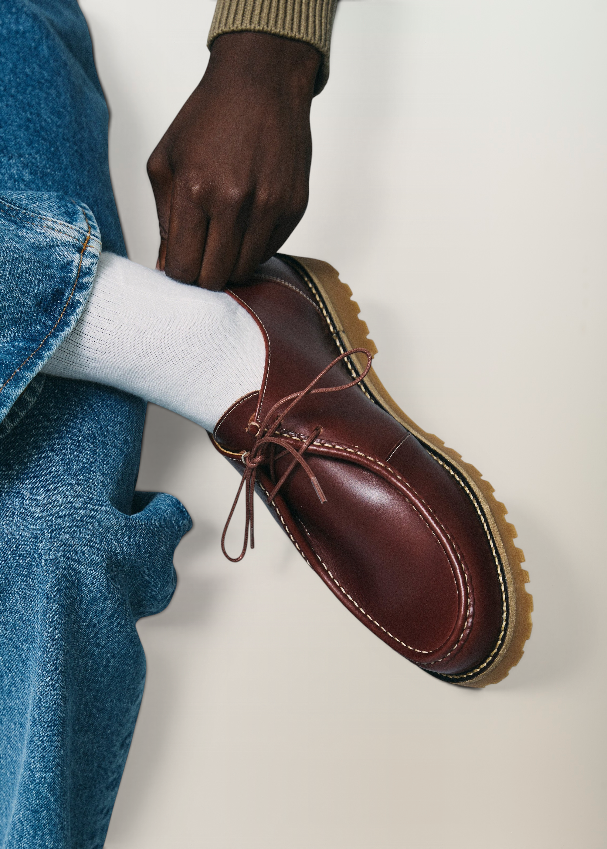 Chaussures en cuir certifié | marron "ollie moc toe - brown leather", Garment Project, photo 1