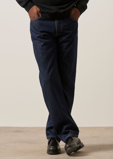 Jean droit large en coton bio  brut "rad rufus blue one wash", Nudie Jeans, photo 4
