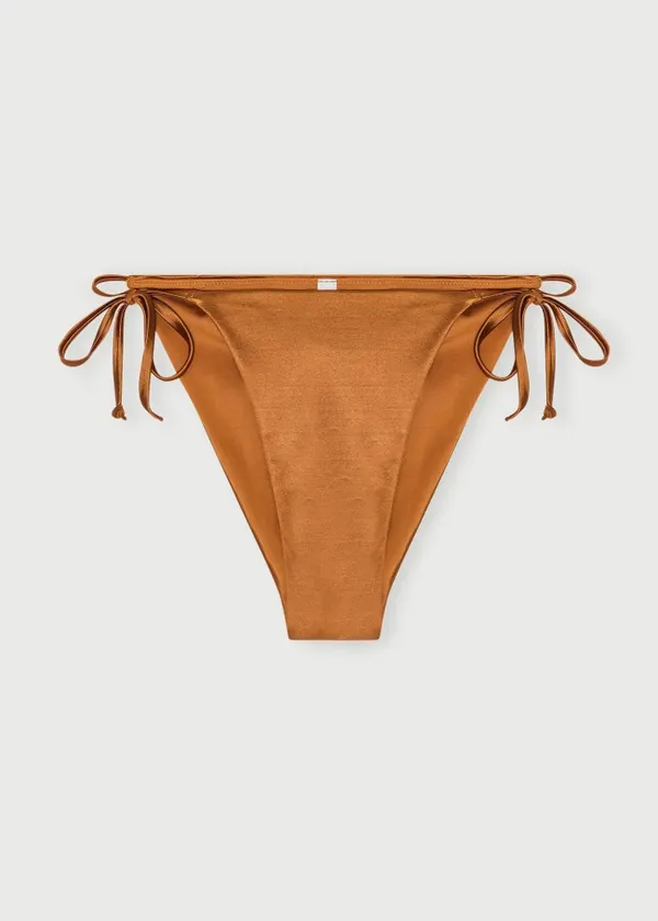 Culotte de bain en matières recyclées | cuivre "solar swim tie bikini bottom - shimmer coast", Organic Basics