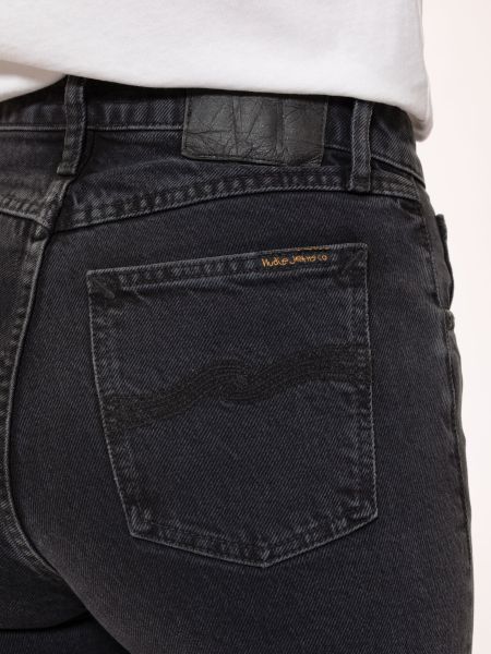 Jean droit noir en coton bio et tencel - straight sally black sand, Nudie Jeans, photo 2