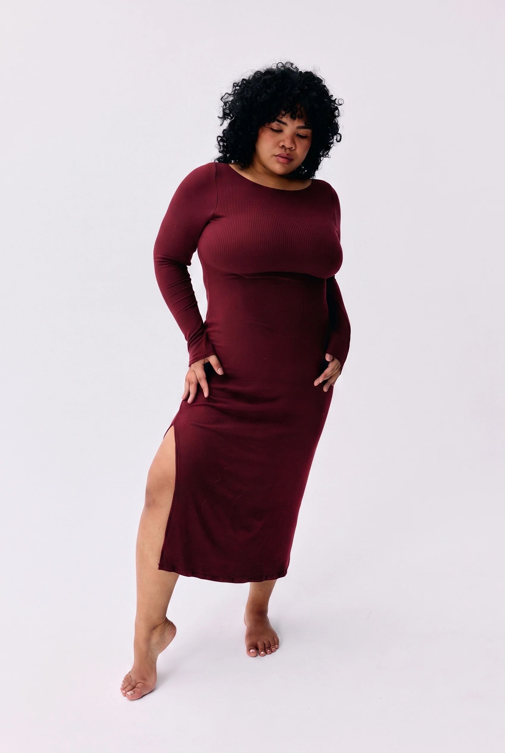 Robe réversible brassière intégrée en tencel | bordeaux "Sélène", Maline Bodywear, photo 6