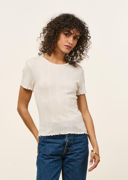 T-shirt en pointelle upcyclé | écru