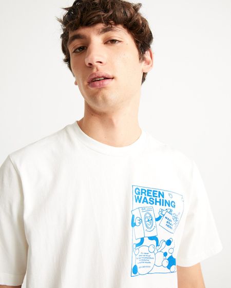 T-shirt imprimé blanc en coton bio - greenwashing, Thinking Mu, photo 2