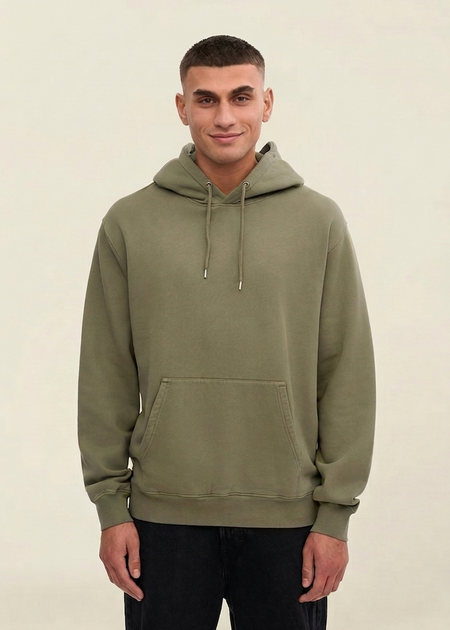 Sweat à capuche en coton bio | bleu "dusty olive"
