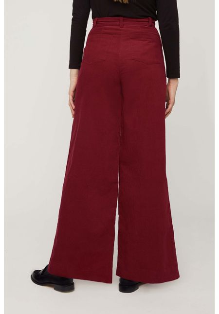 Pantalon large rouge velours en coton bio - noelle, People Tree, photo 3