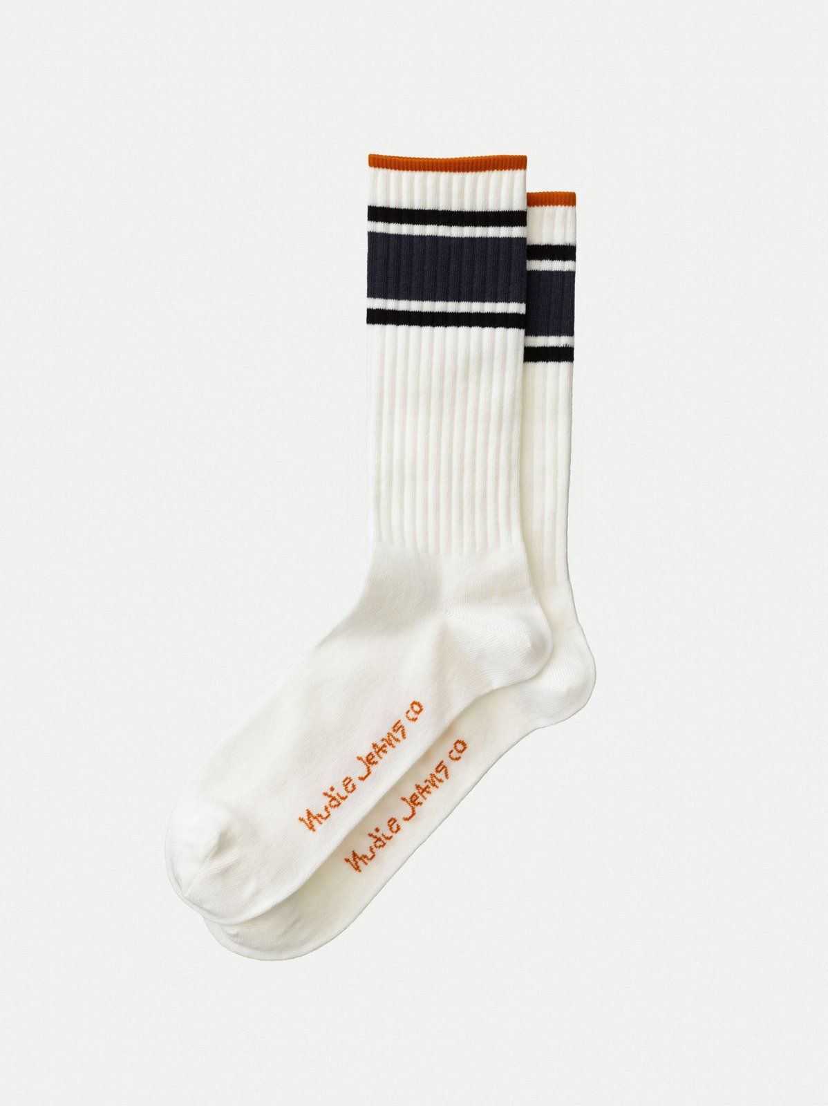 Chaussettes hautes blanc et marine en coton bio - amundsson sport, Nudie Jeans, photo 1