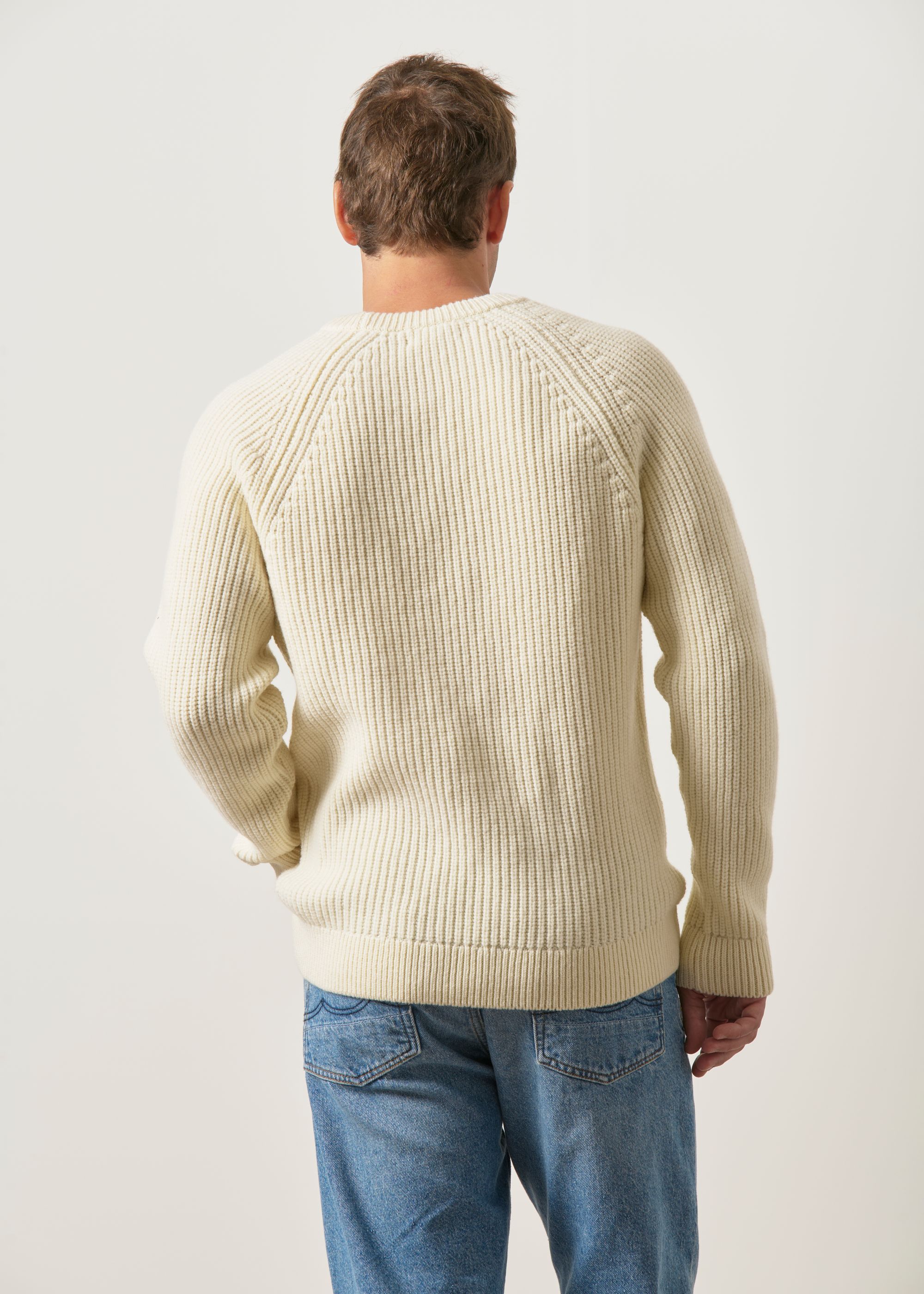 Pull raglan côtes anglaises en laine mérinos | écru, WeDressFair, photo 4