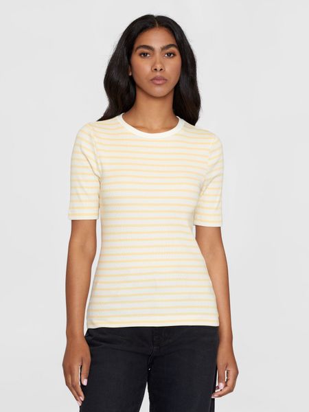 T-shirt côtelé en coton bio | rayé jaune "striped rib t-shirt yellow stripe" - Knowledge Cotton Apparel