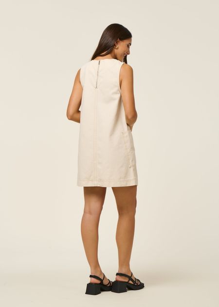 Robe denim en coton bio | écru "workwear canvas mini dress - undyed", Armedangels, photo 4