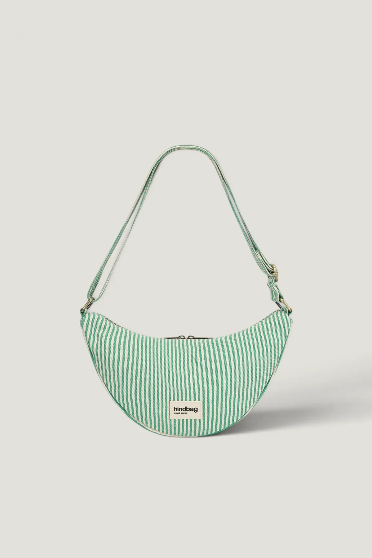 Sac bandoulière en coton bio | rayé vert "andrea rayure vert", Hindbag, photo 1