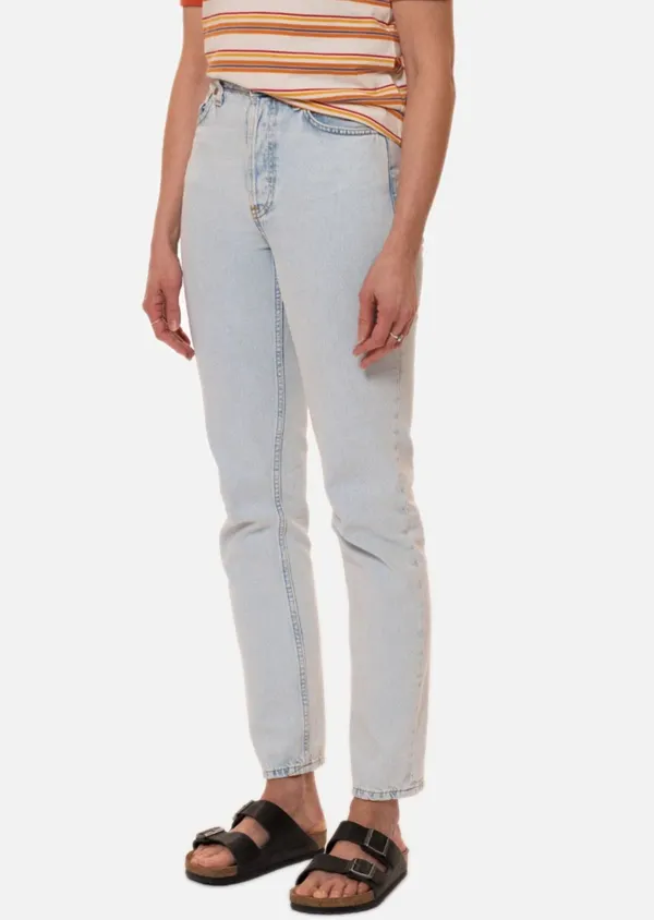 Jean mom bleu délavé en coton bio - breezy britt touch of blue, Nudie Jeans