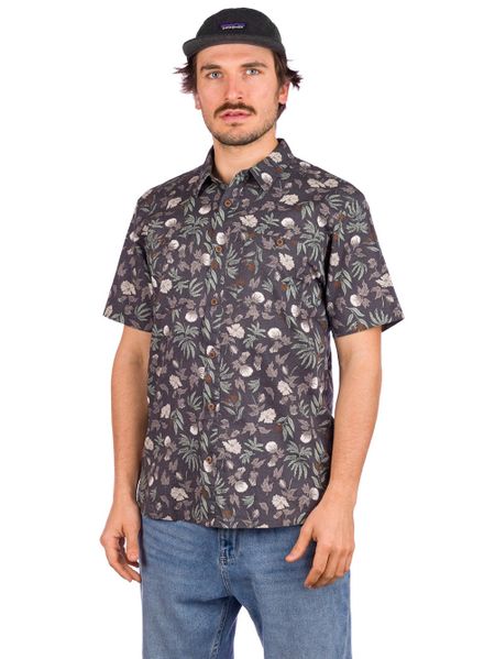 Chemise à manches courtes imprimé gris en coton bio