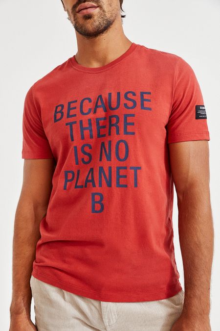 T-shirt orange imprimé gris en coton bio - natal classic because