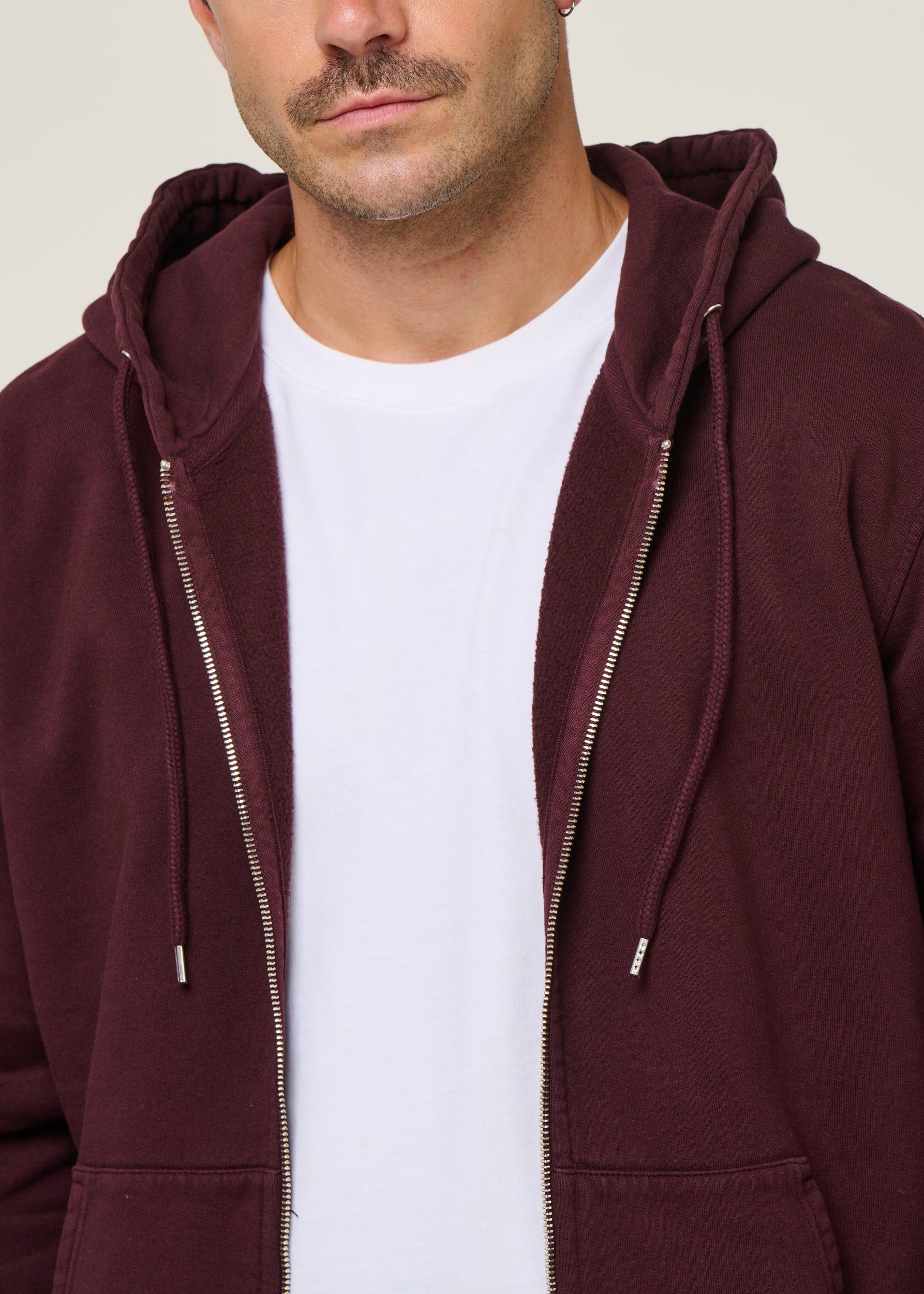 Sweat à capuche zippé en coton bio | bordeaux "oxblood red", Colorful Standard, photo 2