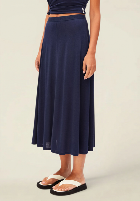 Jupe midi en tencel | marine "Ileniaa laraa midi skirt - tinted navy" - Armedangels