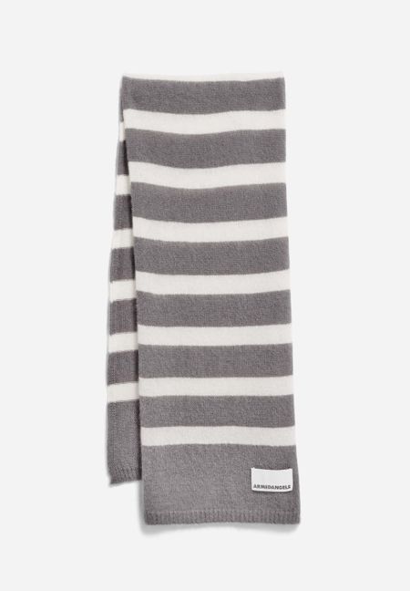 Schal aus Bio- und recycelter Wolle | Grau "yukinaa stripes - iron cast-oatmilk", Armedangels, Foto 1