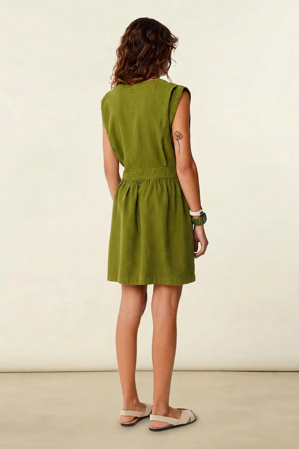Robe en lin et coton bio | vert "vestido maddi - dark green", SKFK, photo 4