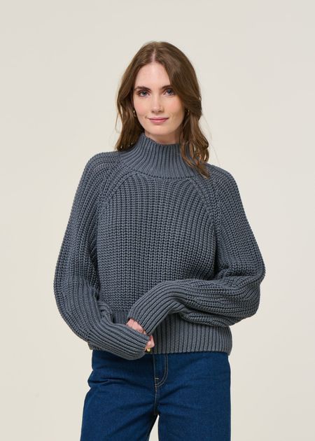 Pull maille en coton bio | gris "ola - turbulence"