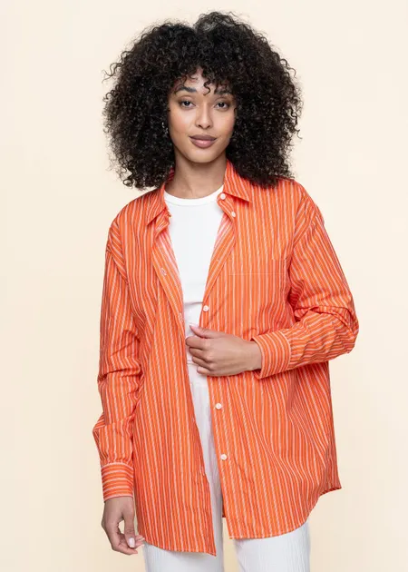 Chemise en coton biologique | rayé rouge "mamro - cherry red/white striped", Jan'n June