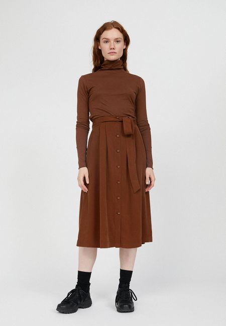 Jupe longue boutonnée marron en tencel - juliaana