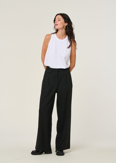 Pantalon large à pinces en laine froide certifiée | noir "black pat pants", Thinking Mu, photo 3