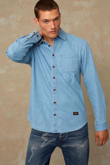 Chemise en jean en coton bio - enda pocket
