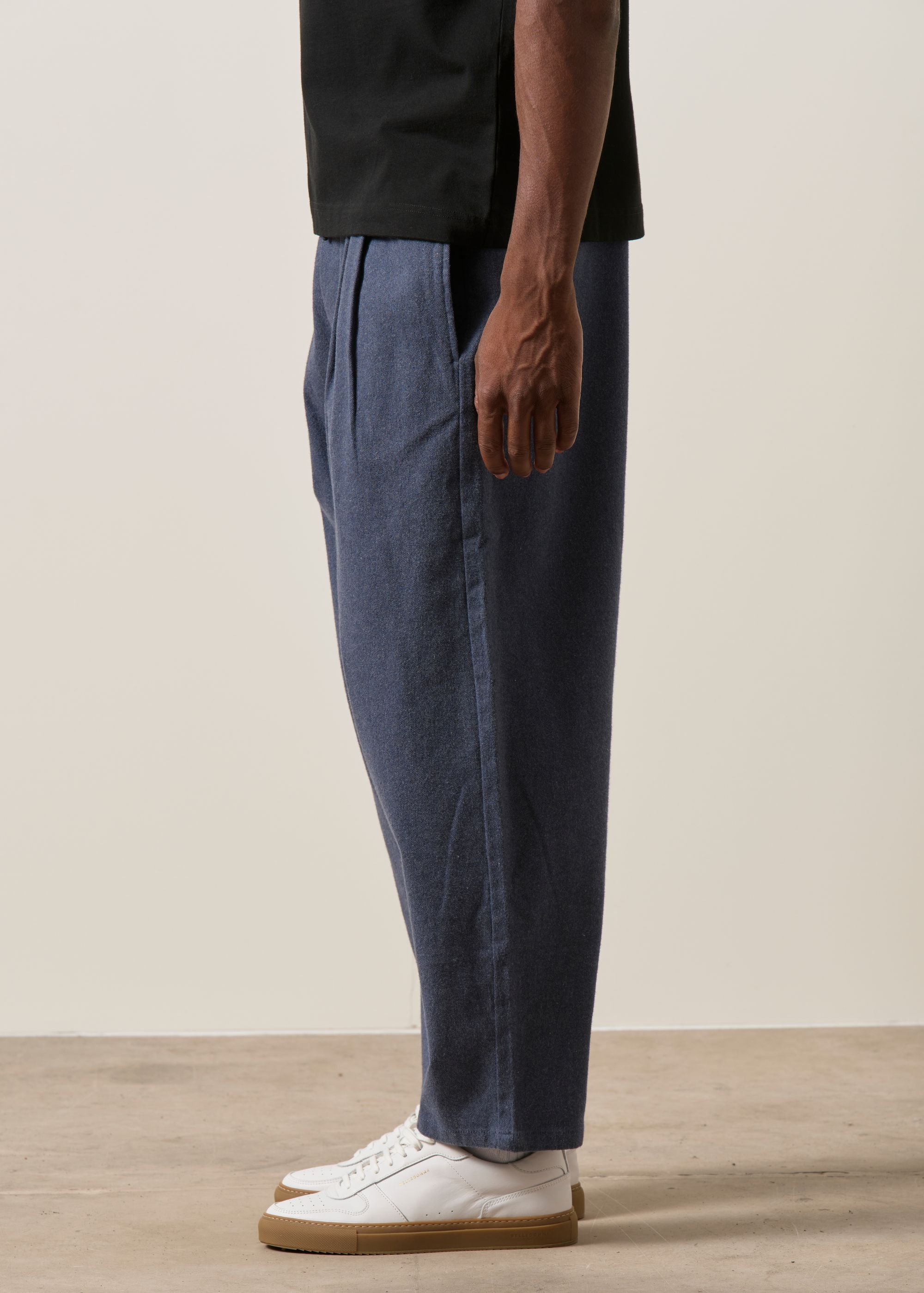 Pantalon ample flanelle en coton bio | bleu "ozone relaxed flannel pant - vintage indigo", Knowledge Cotton Apparel, photo 3
