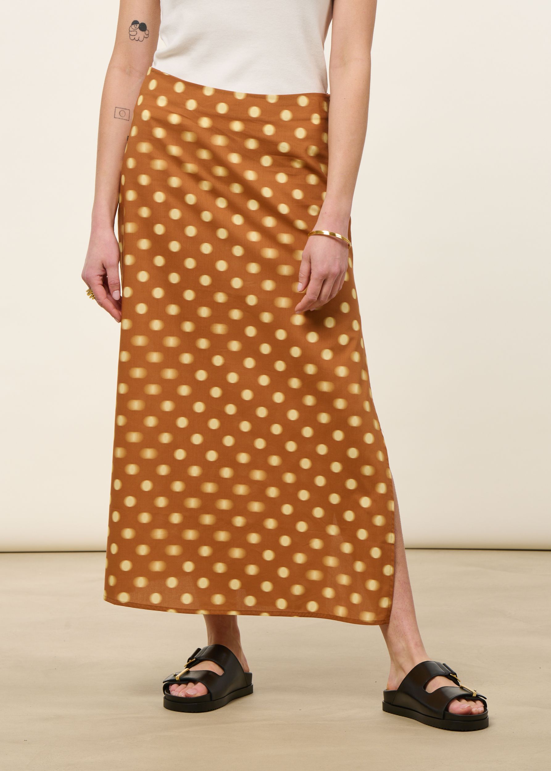 Langer Rock aus Bio-Baumwolle und Lyocell | Braun "puntets brown kora skirt", Thinking Mu, Foto 3