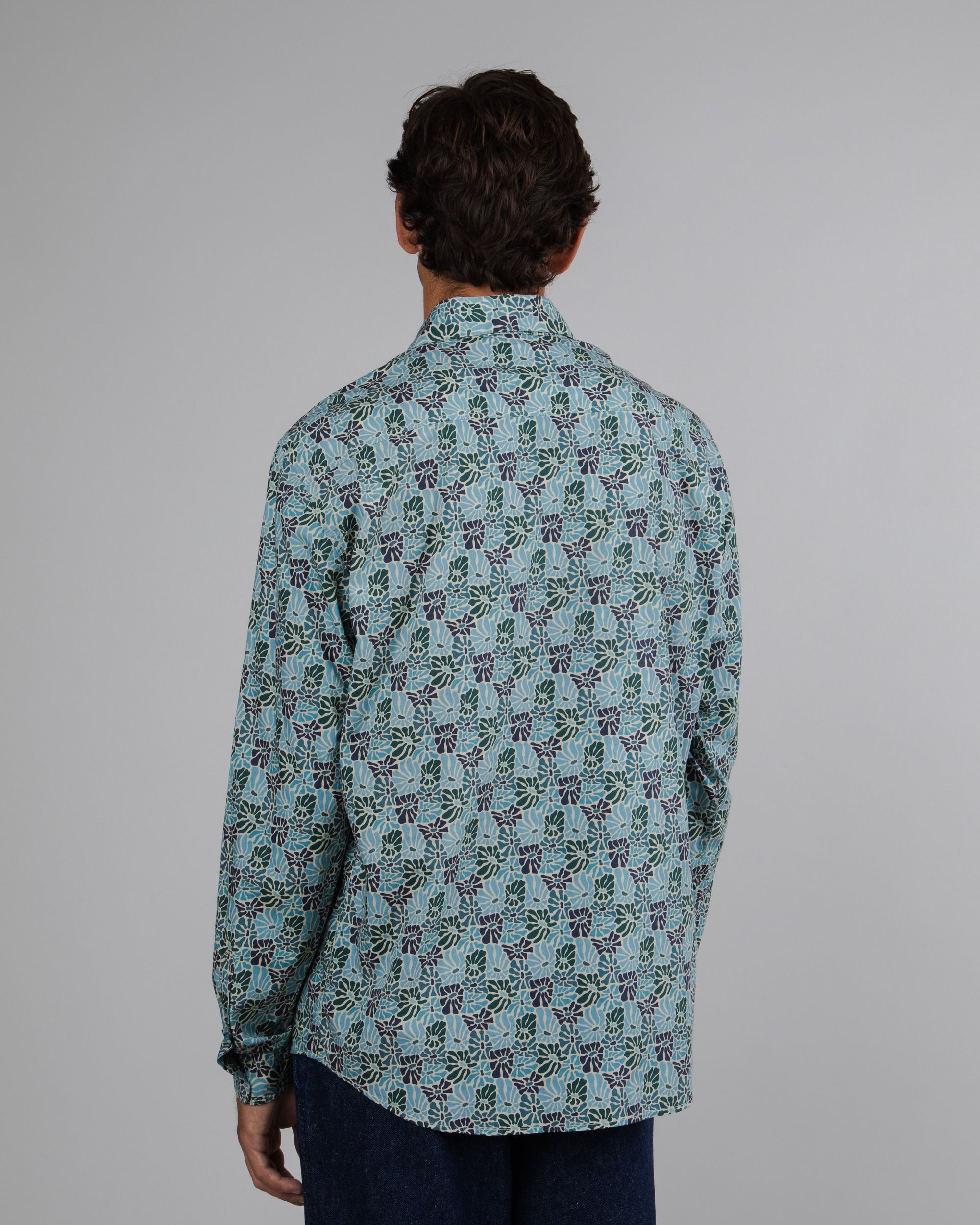 Gemustertes Hemd aus Bio-Baumwolle | Blau "spring regular shirt beige", Brava Fabrics, Foto 4
