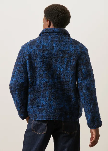 Veste Sherpa en laine et coton bio | bleu "Sherpa jacket - blue marled", Rotholz, photo 4
