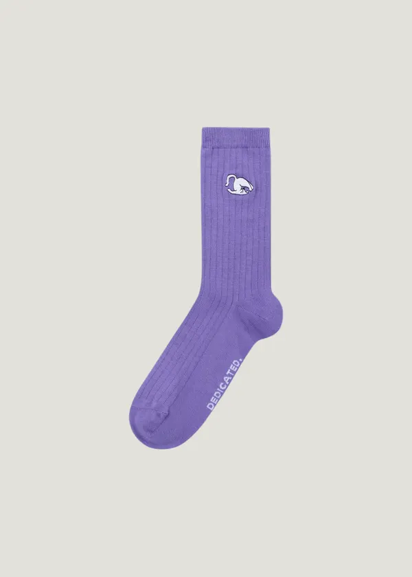 Chaussettes en coton bio | violet "rib socks knivsta plow pose paisley purple", Dedicated